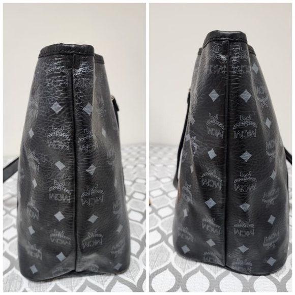Authentic MCM Visestos Shopping Tote Bag Black/Grey - Picture 11 of 14